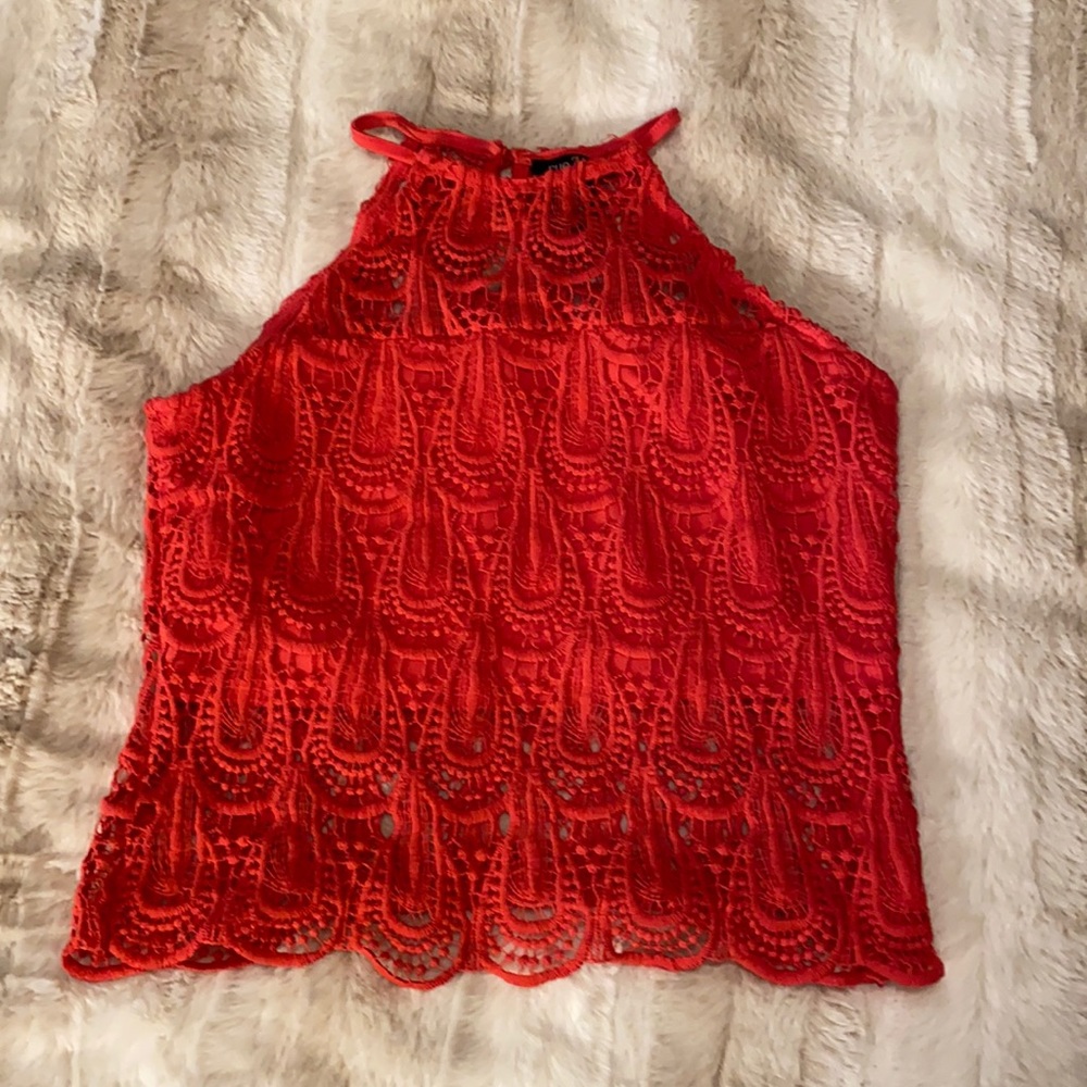 orange summer top.